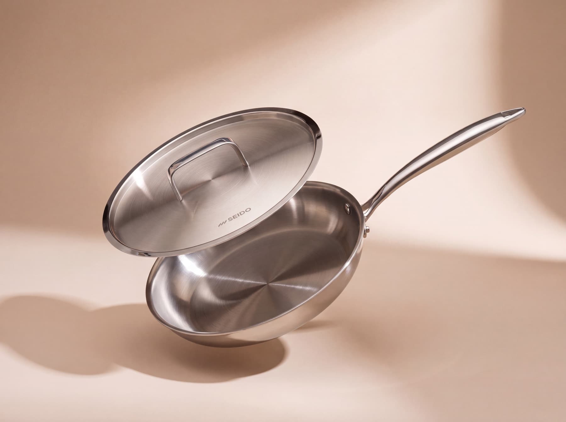 SEIDO Sear Series stainless steel skillet with matching lid
