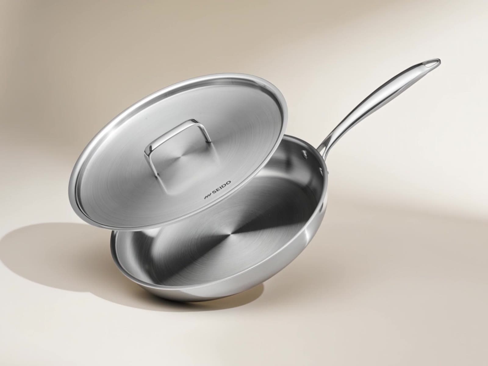 SEIDO stainless steel skillet with matching lid