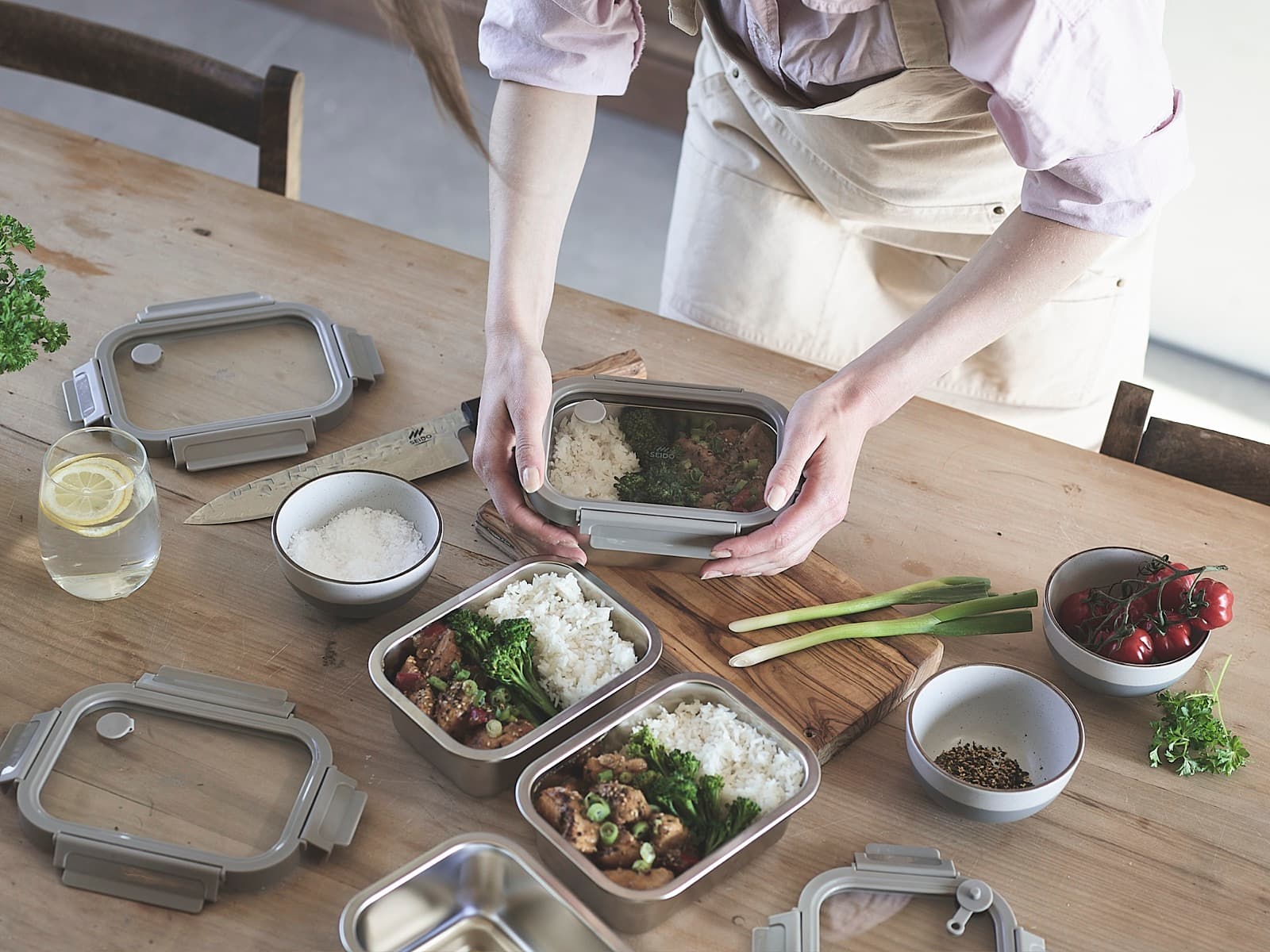 Meal prep portions in SEIDO stainless steel lunch boxes