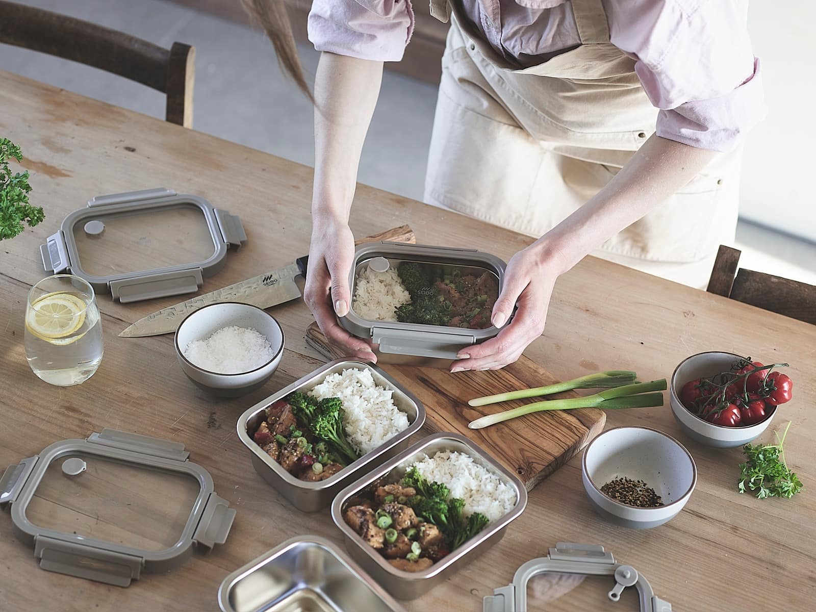 Meal prep portions in SEIDO stainless steel lunch boxes