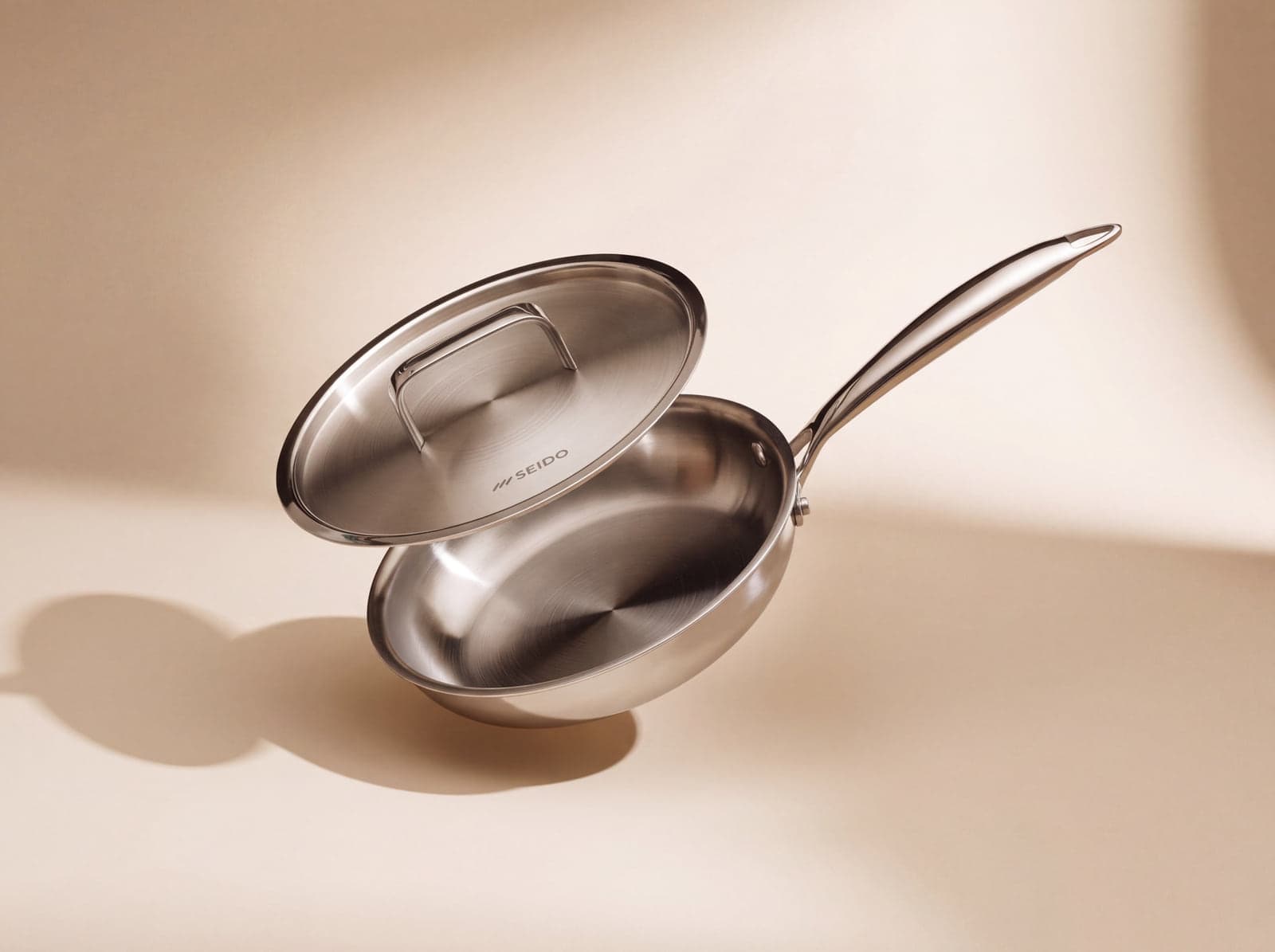 SEIDO 8 inch stainless steel skillet with lid