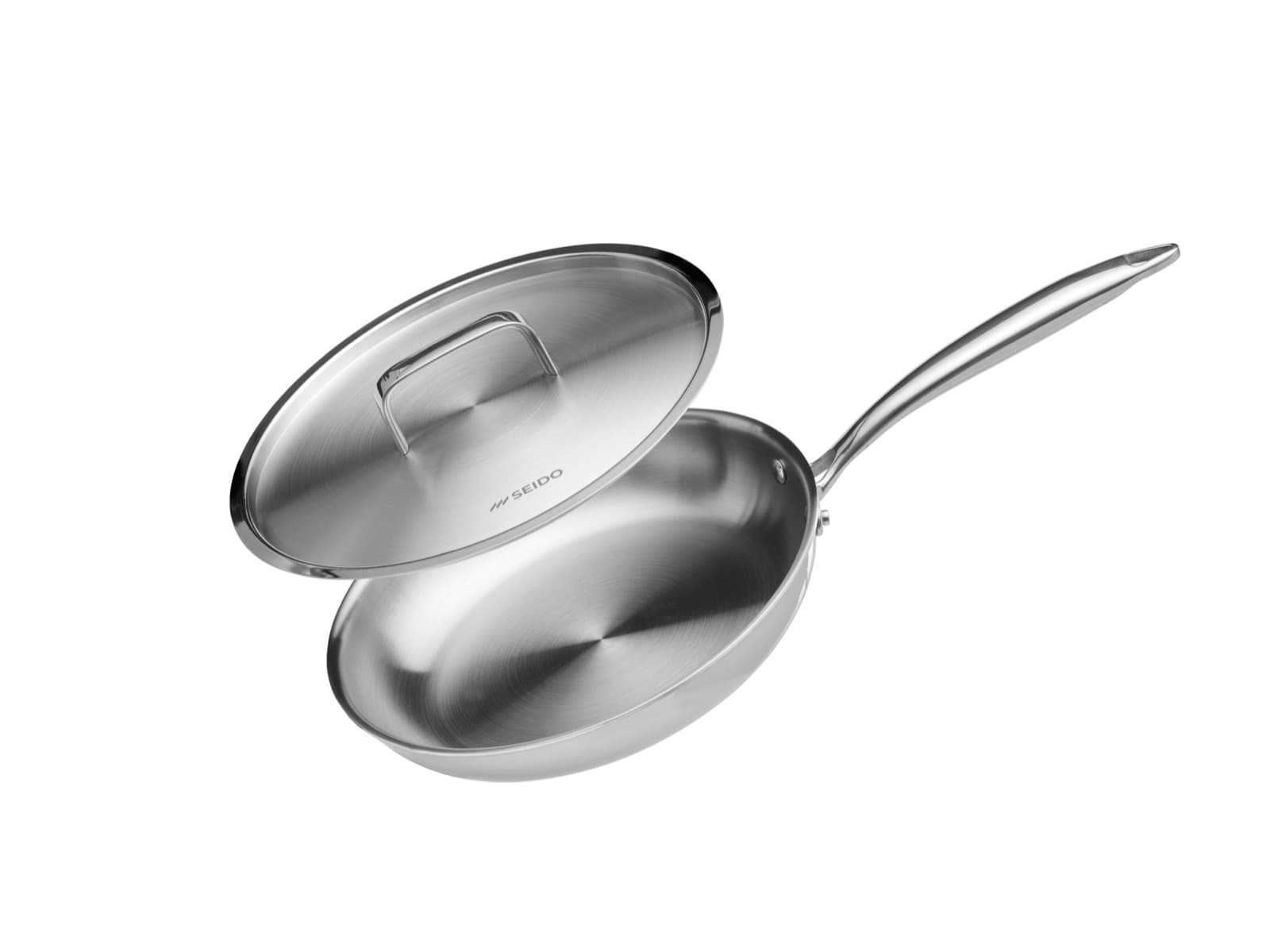 SEIDO 9.5-inch stainless steel skillet with matching lid